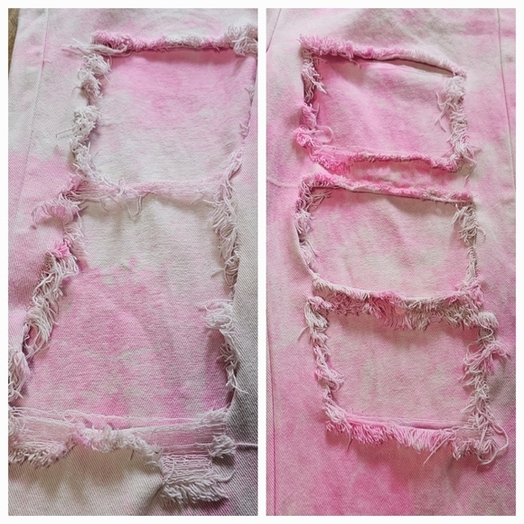 N°1 Los Angeles Pink Acid Wash Distressed Denim Jumpsuit Size S - Picture 10 of 17